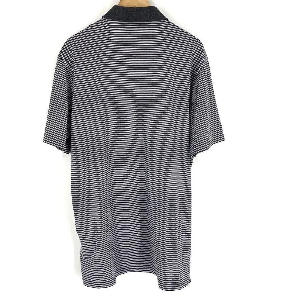 Polo Golf Ralph Lauren Shirt Size Large Mens Purple Gray Stripe Cotton Stretch